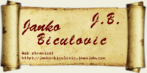 Janko Biculović vizit kartica